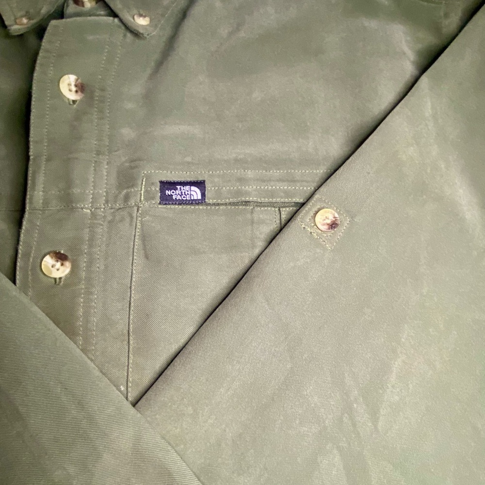 The North Face Men’s XL Button Up Shirt Green Outdoor Hiking Fishing Mesh Lined - Picture 6 of 12